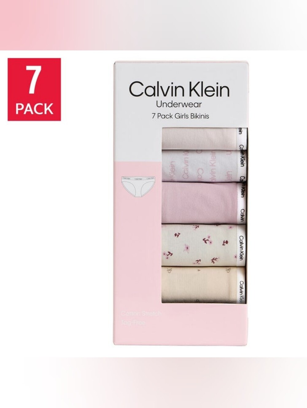 NEW! Calvin Klein 7 Pack Girls Bikini Underwear Cotton Stretch Multicolor Size L